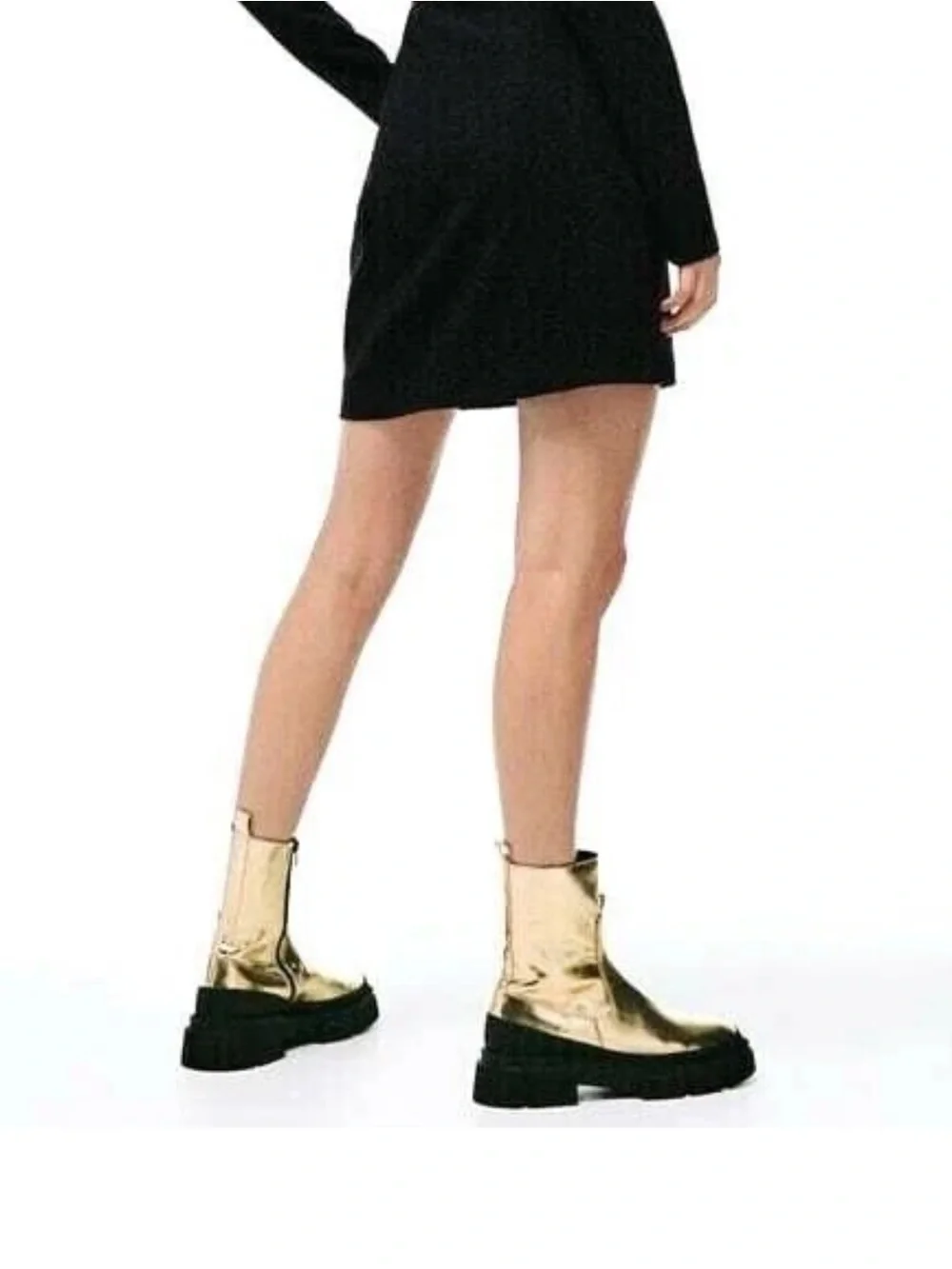 Zara Metallic Gold Platform Chelsea Boots